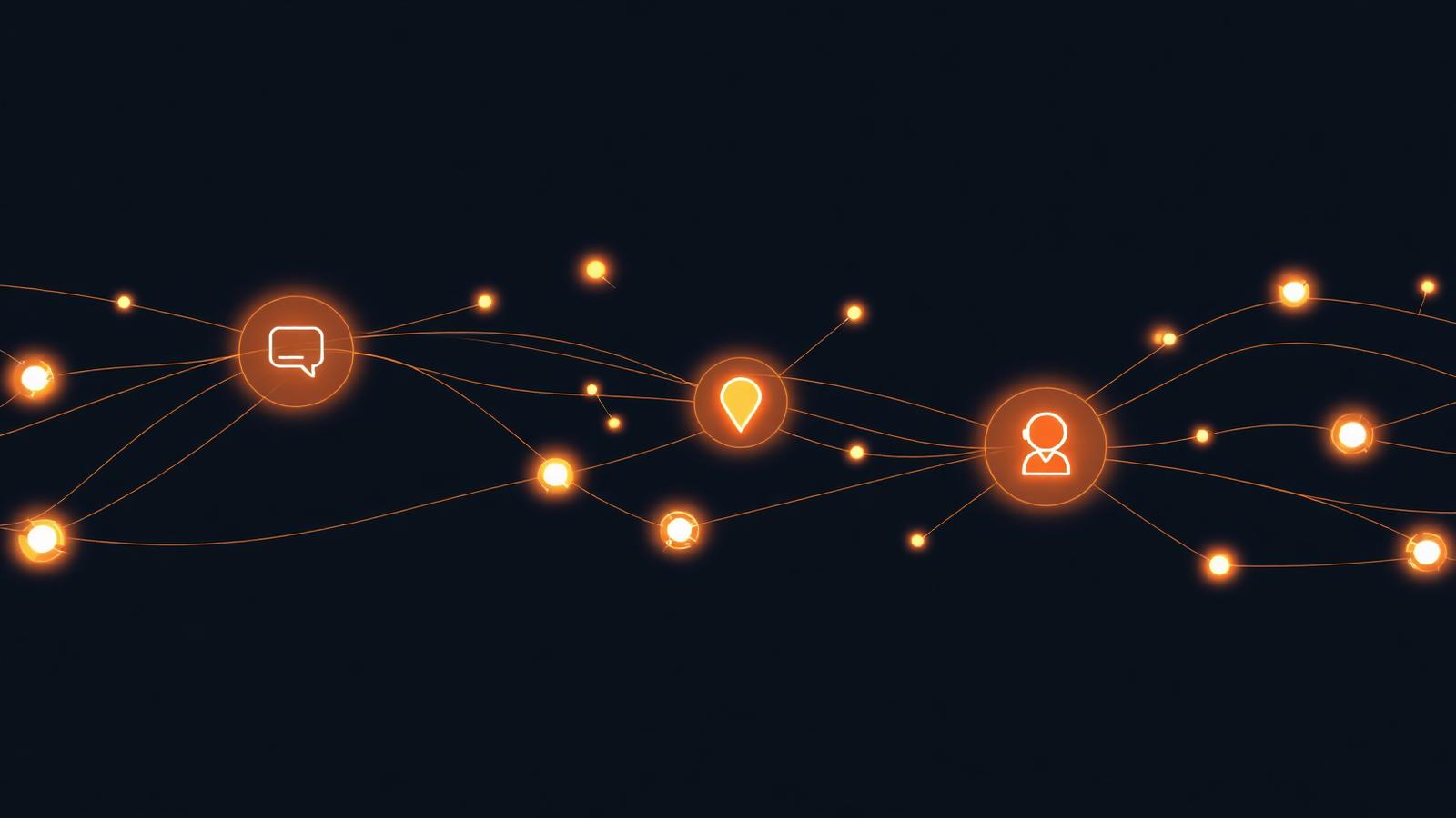 Abstract signal waves and connected nodes representing communication APIs.